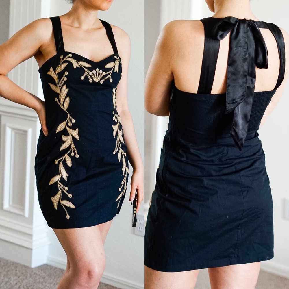Free People LBD embroiled Black Dress